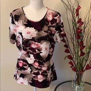Calvin Klein Short Sleeve Print Blouse Size Large